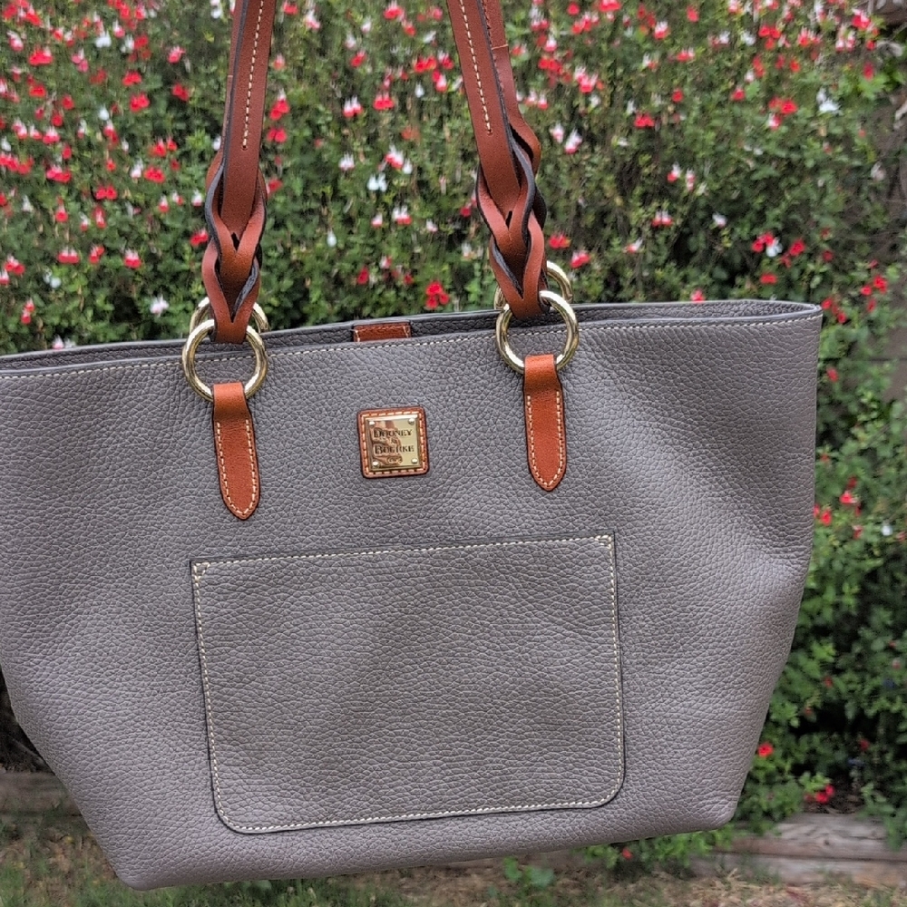 Dooney & Bourke Pebble Gray Leather Tammy Tote Bag